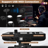 Batería electrónica plegable con 10 demos, USB MIDI y 2 baquetas