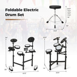 Batería electrónica plegable con 10 demos, USB MIDI y 2 baquetas