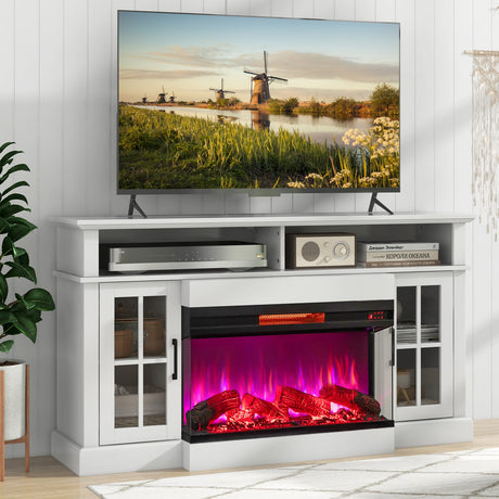 Chimenea eléctrica de 3 lados de 36 pulgadas y 1500W con llama de 7 colores - Negro