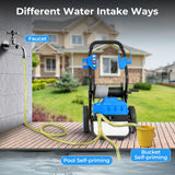 Hidrolavadora eléctrica de 2300 PSI 1.8 GPM con ruedas y 5 boquillas de conexión rápida - Azul