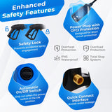 Hidrolavadora eléctrica de 2300 PSI 1.8 GPM con ruedas y 5 boquillas de conexión rápida - Azul
