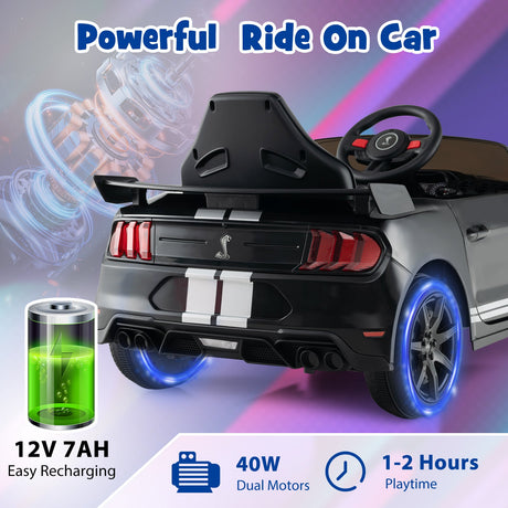 Coche de juguete con licencia Ford Mustang Shelby GT500 de 12 V para niños de 3 a 8 años con control remoto