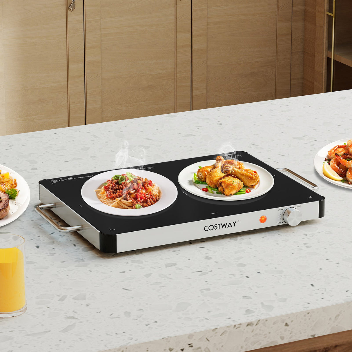 Bandeja Calientaplatos Eléctrica Calentador de Alimentos con Control de Temperatura Ajustable