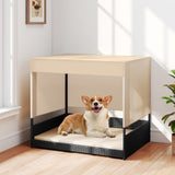 Casa para perros de mimbre elevada para razas pequeñas a medianas - Negra