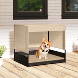 Casa para perros de mimbre elevada para razas pequeñas a medianas - Negra