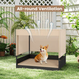 Casa para perros de mimbre elevada para razas pequeñas a medianas - Negra