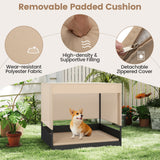 Casa para perros de mimbre elevada para razas pequeñas a medianas - Negra