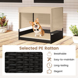 Casa para perros de mimbre elevada para razas pequeñas a medianas - Negra