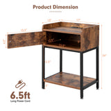 Mesa auxiliar elevable con estación de carga y estantes de almacenamiento-Café