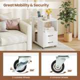 End Table with Built-in Charging Station Sofa Side Bedside Table on Wheels
