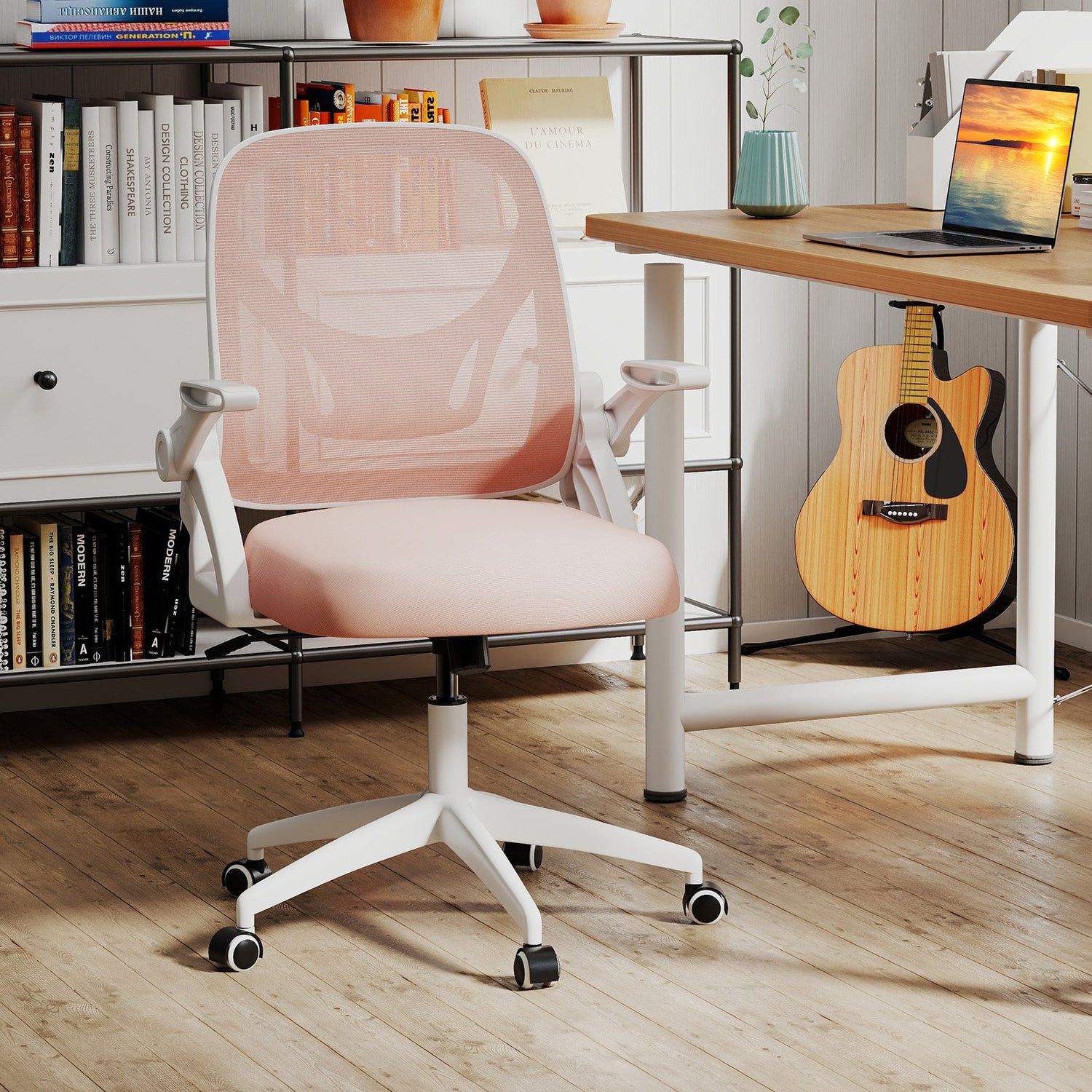 Ergonomic Computer Desk Chair with Lumbar Support and Flip-up Arms