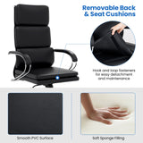 Ergonomic Leather Office Chair with Adjustable Height and Rocking Function-Black