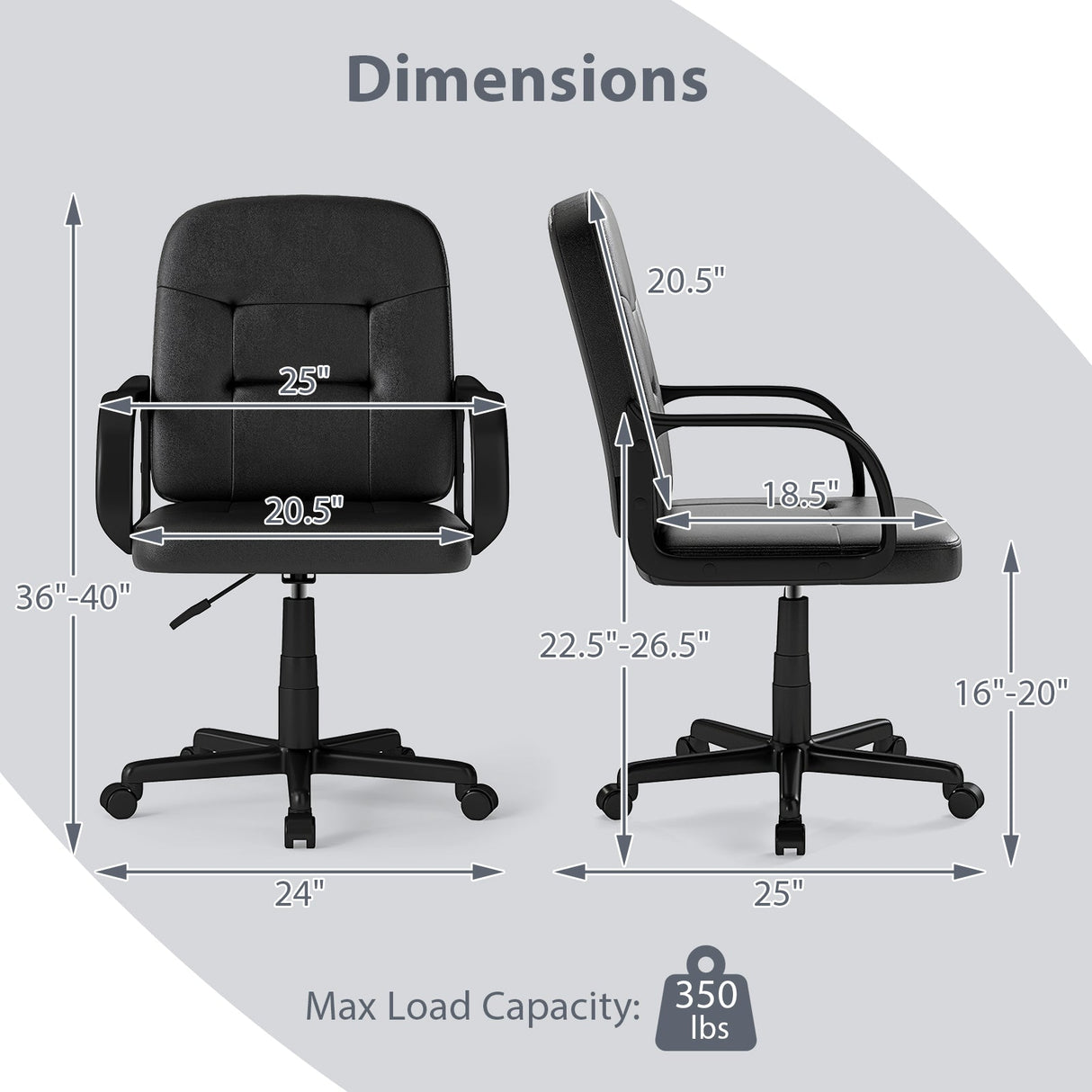 Silla de oficina ergonómica con ruedas de 360 grados