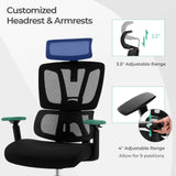 Ergonomic Office Chair with N Type Lumbar Support and Adjustable Headrest-Black