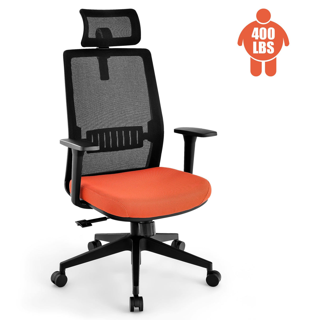 Silla de oficina ergonómica con soporte lumbar y reposacabezas ajustable - Negra