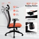 Silla de oficina ergonómica con soporte lumbar y reposacabezas ajustable - Negra