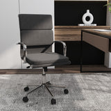 Silla de escritorio ergonómica con respaldo reclinable y asiento acolchado de altura ajustable - Gris