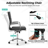 Silla de escritorio ergonómica con respaldo reclinable y asiento acolchado de altura ajustable - Gris