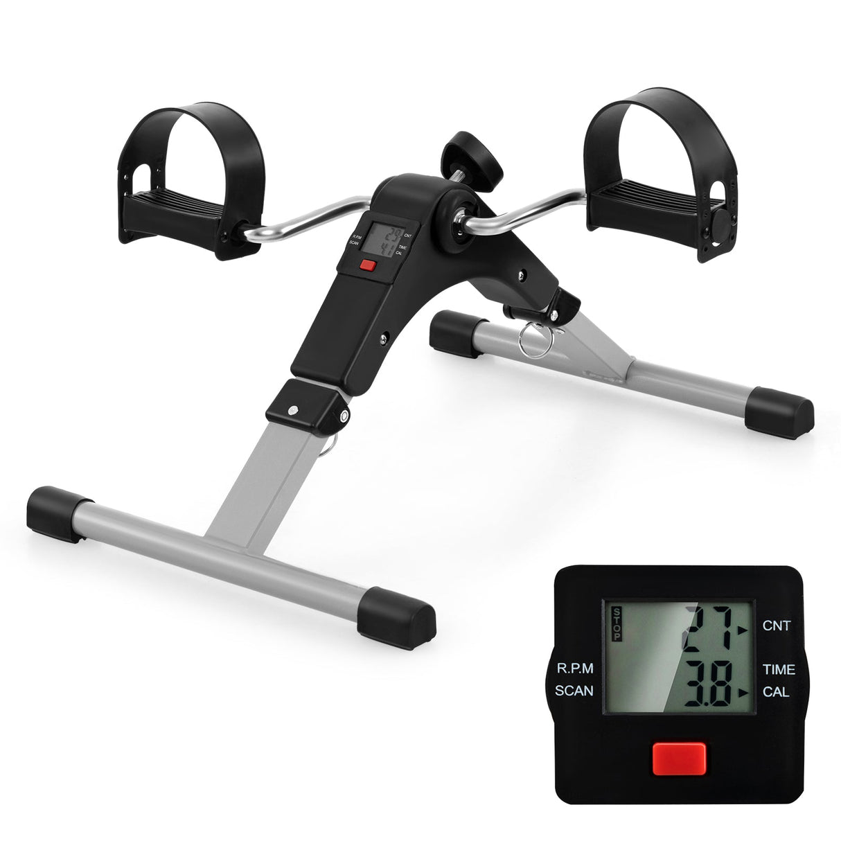 Bicicleta estática de pedales para debajo del escritorio con pantalla LCD para ejercitar piernas y brazos