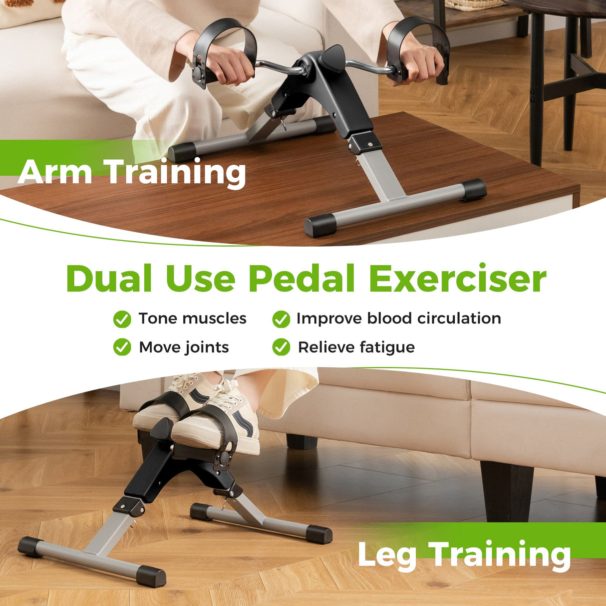 Bicicleta estática de pedales para debajo del escritorio con pantalla LCD para ejercitar piernas y brazos