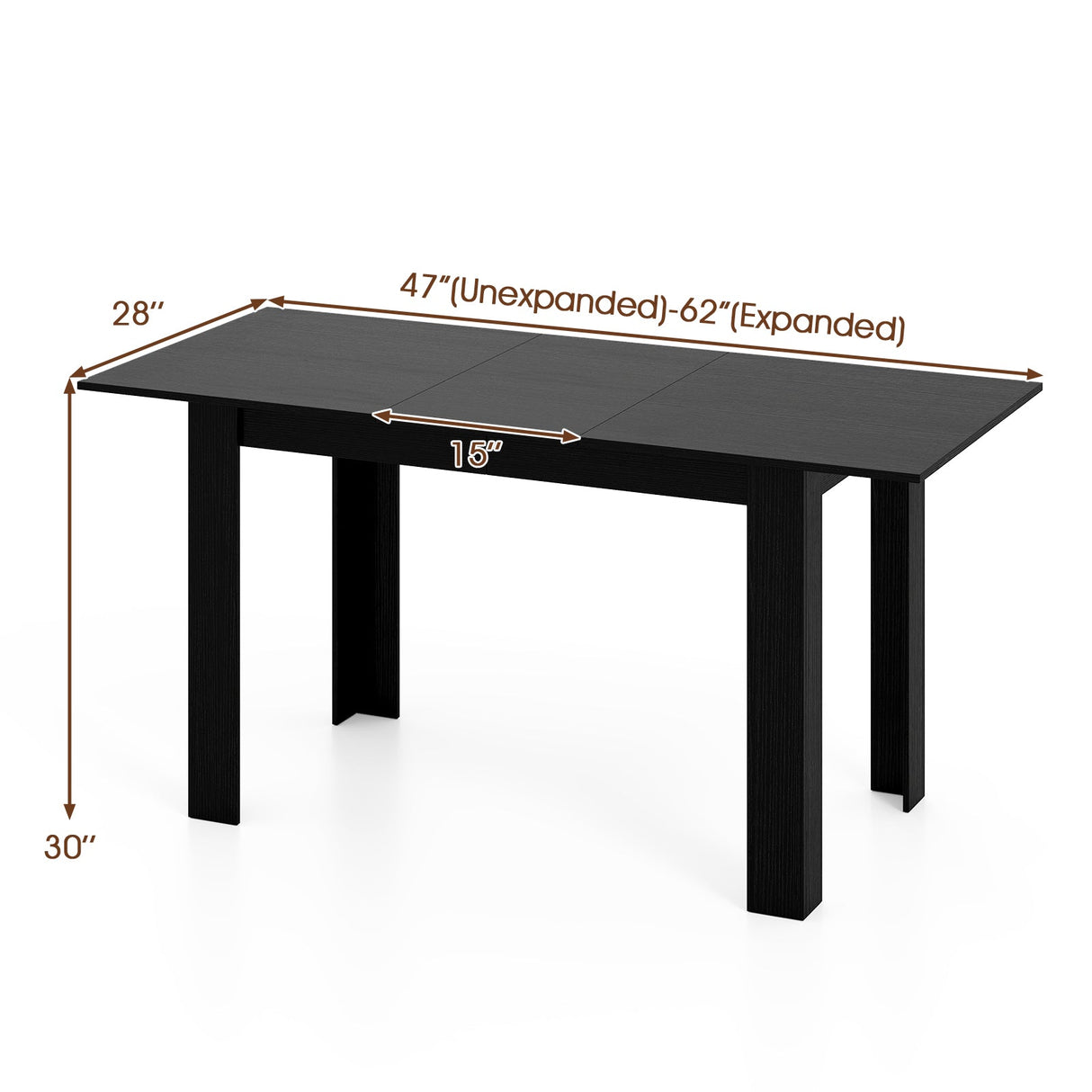 Mesa de comedor extensible para 4-8 personas, 119-157 cm, mesa de cocina rectangular grande