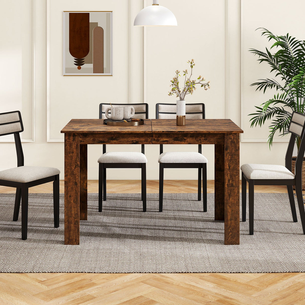 Mesa de comedor extensible para 4-8 personas, 119-157 cm, mesa de cocina rectangular grande