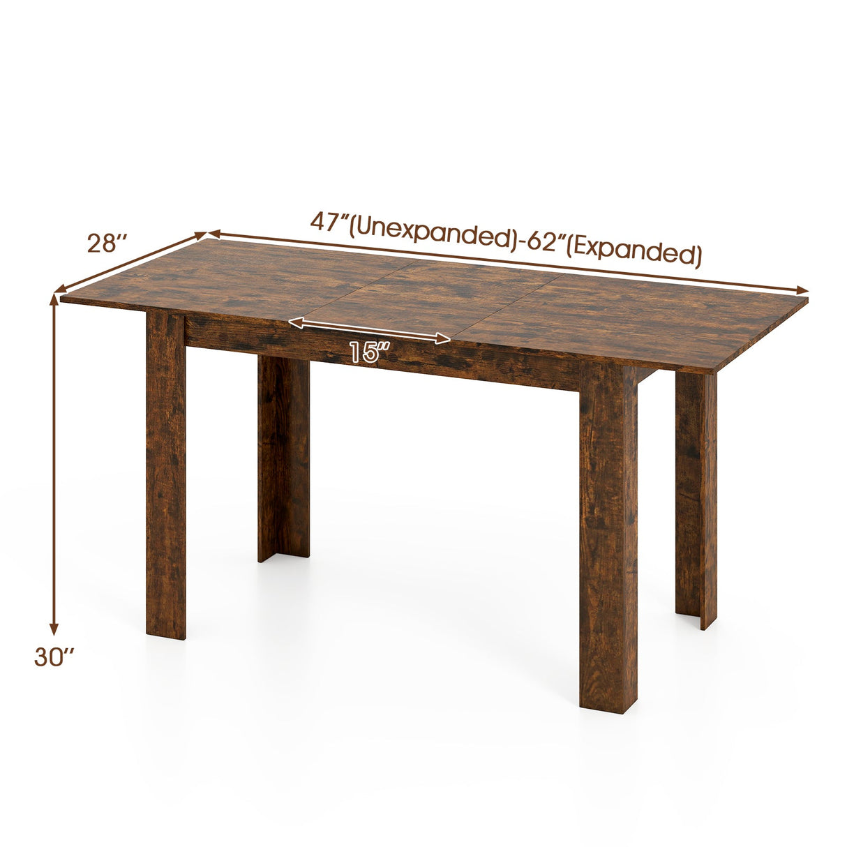 Mesa de comedor extensible para 4-8 personas, 119-157 cm, mesa de cocina rectangular grande