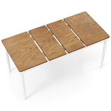 Mesa de comedor extensible con patas de madera de caucho para 4-8 personas - Blanco