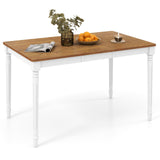 Mesa de comedor extensible con patas de madera de caucho para 4-8 personas - Blanco