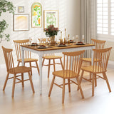 Mesa de comedor extensible con patas de madera de caucho para 4-8 personas - Blanco