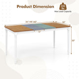 Mesa de comedor extensible con patas de madera de caucho para 4-8 personas - Blanco