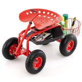 Carro de jardín con manillar extensible y asiento con ruedas