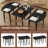 Juego de mesa de comedor ovalada extensible con 2 mesas semicirculares para 4-6 personas