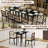 Juego de mesa de comedor ovalada extensible con 2 mesas semicirculares para 4-6 personas