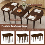 Juego de mesa de comedor ovalada extensible con 2 mesas semicirculares para 4-6 personas