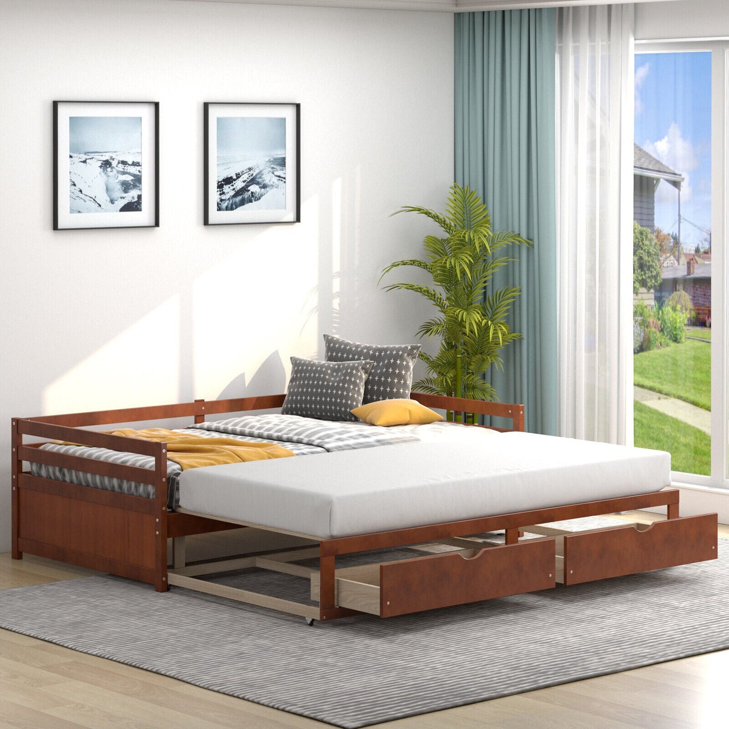 Sofá cama extensible de individual a king con nido y 2 cajones de almacenamiento
