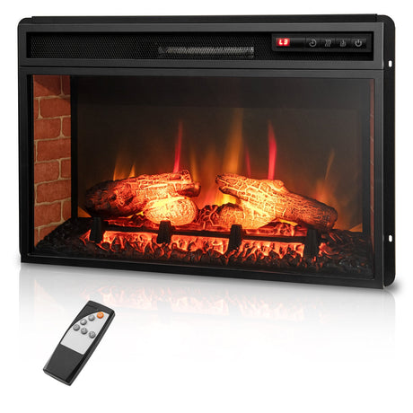 Inserto de chimenea eléctrica infrarroja de 26 pulgadas con control remoto-Negro