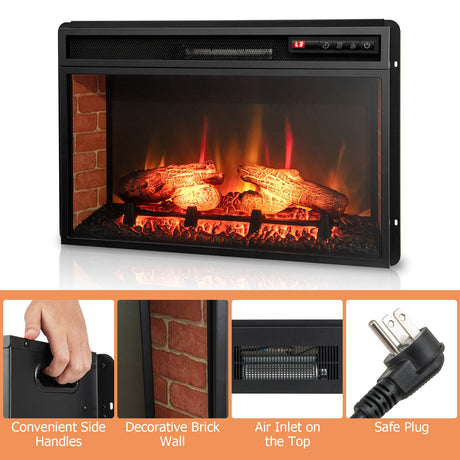 Inserto de chimenea eléctrica infrarroja de 26 pulgadas con control remoto-Negro