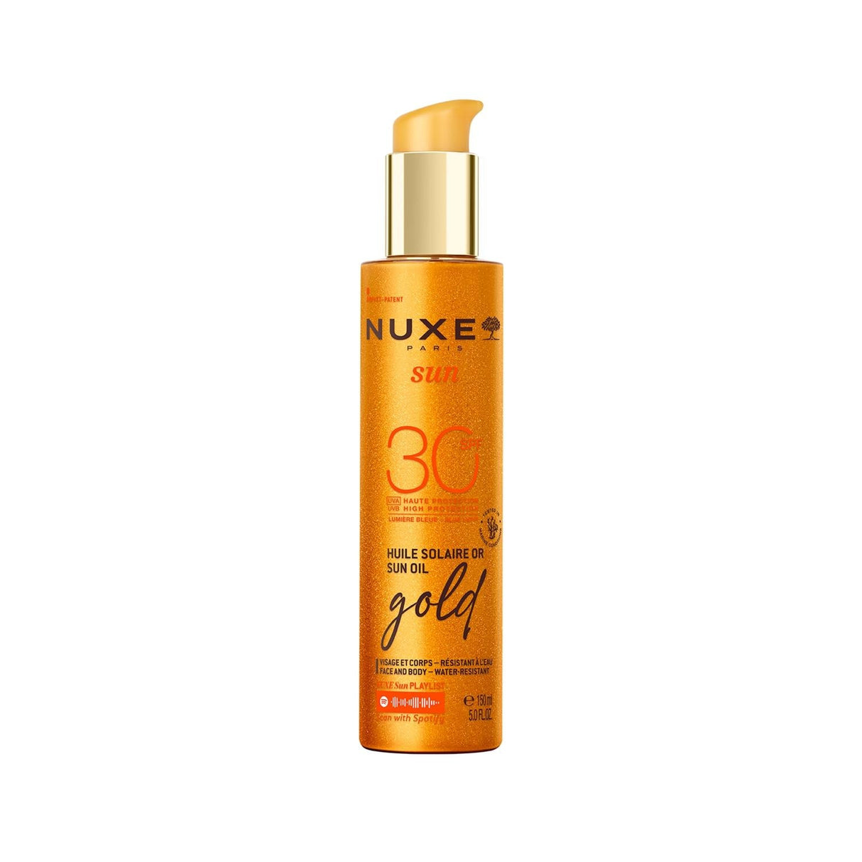Nuxe Sun: SPF 30 Golden Shimmer Oil - Face & Body Sunscreen for Glowing, Protected Skin (150ml)