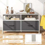 Fabric Chest of Drawers with 2 Drawers and 2 Open Shelves-White