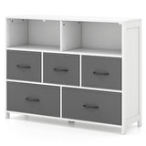 Cómoda de tela de 5 cajones para dormitorio - Blanca