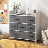 Fabric Dresser with 7 Drawers for Bedroom-White