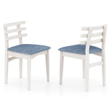Sillas Auxiliares de Cocina de Tela con Estructura de Madera de Caucho y Asiento Acolchado-Blanco