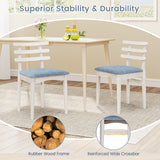 Sillas Auxiliares de Cocina de Tela con Estructura de Madera de Caucho y Asiento Acolchado-Blanco