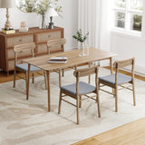 Fabric Upholstered Kitchen Armless Dining Chairs with Rubber Wood Frame Set of 2-Oak