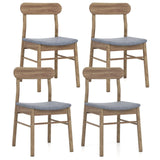Juego de 4 sillas de comedor sin brazos tapizadas en tela con estructura de madera de caucho - Roble