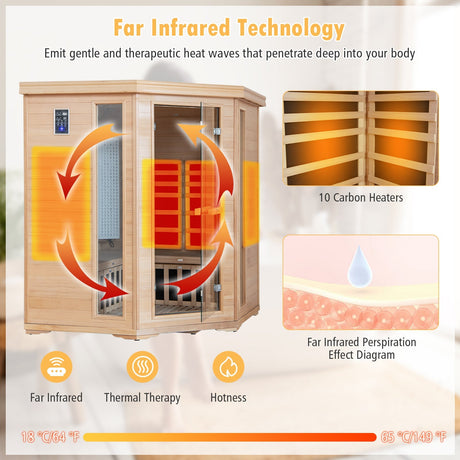 Sauna de madera de infrarrojo lejano para el hogar para 3-5 personas