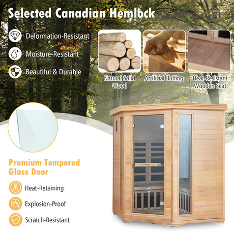 Sauna de madera de infrarrojo lejano para el hogar para 3-5 personas