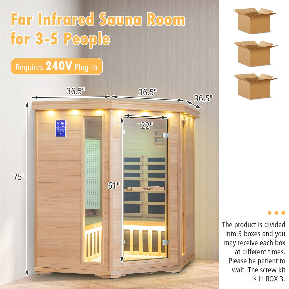 Sauna de madera de infrarrojo lejano para el hogar para 3-5 personas