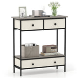 Farmhouse Console Table with Open Storage Shelf for Hallway-Gray